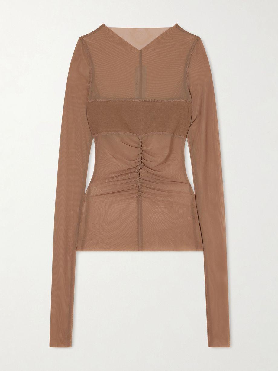 Ruched stretch-mesh T-shirt by RICK OWENS