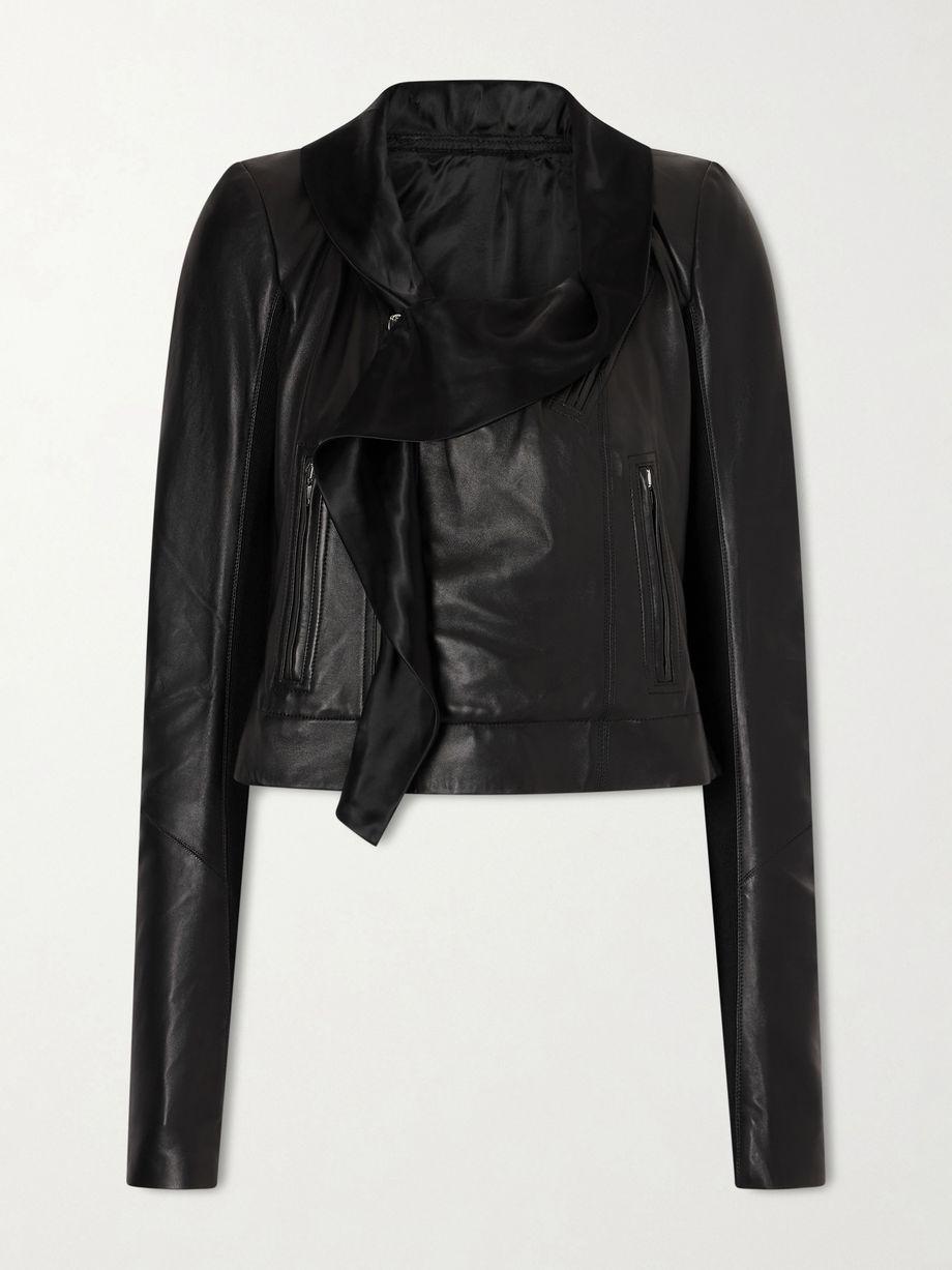 Satin twill-trimmed leather jacket by RICK OWENS