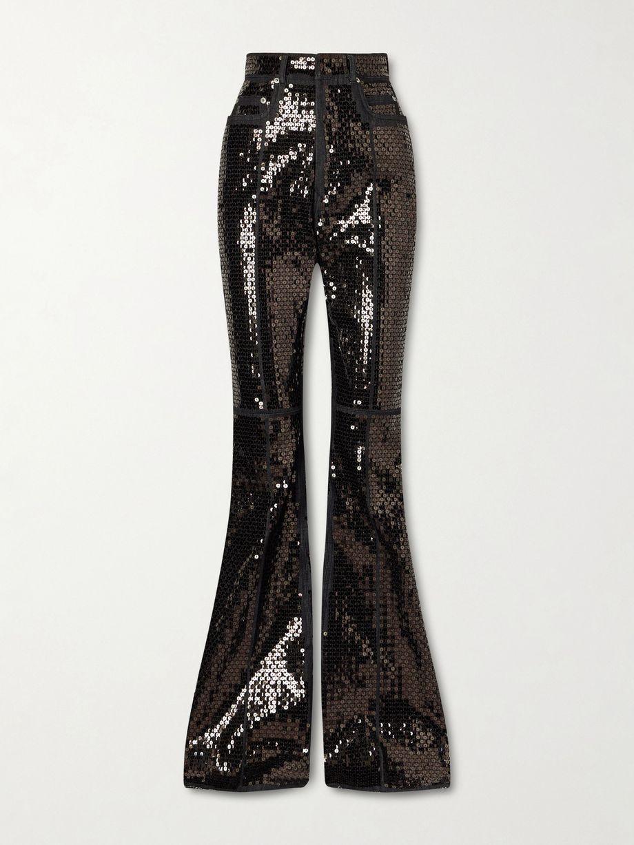 Sequined high-rise bootcut jeans by RICK OWENS