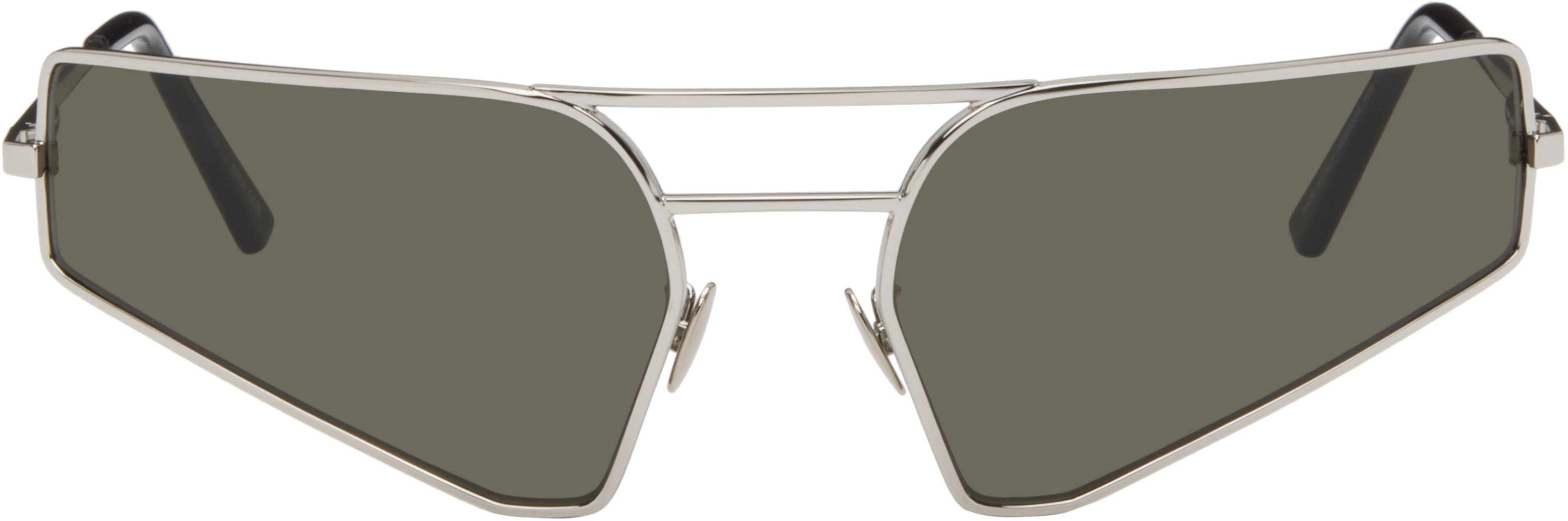 Silver Temple Prong Sunglasses by RICK OWENS