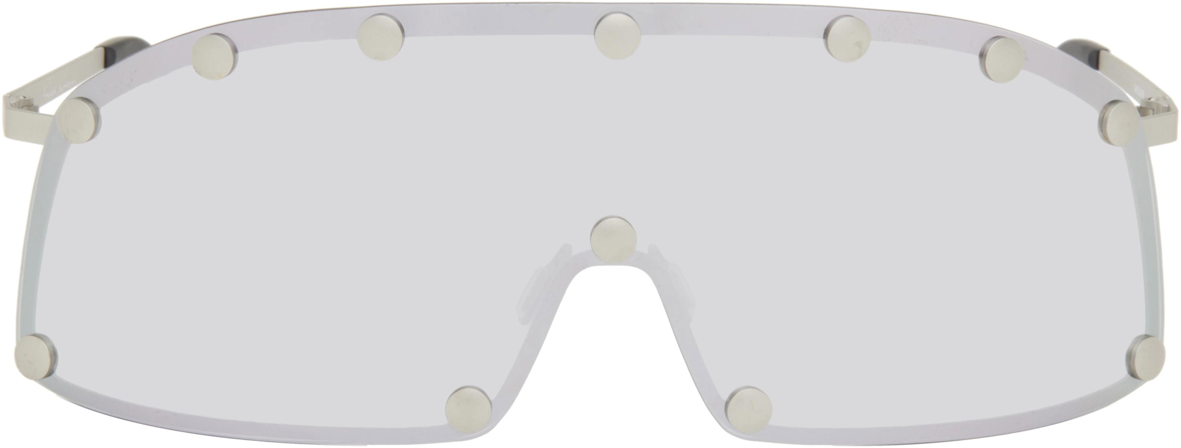 Silver Temple Shielding Sunglasses by RICK OWENS