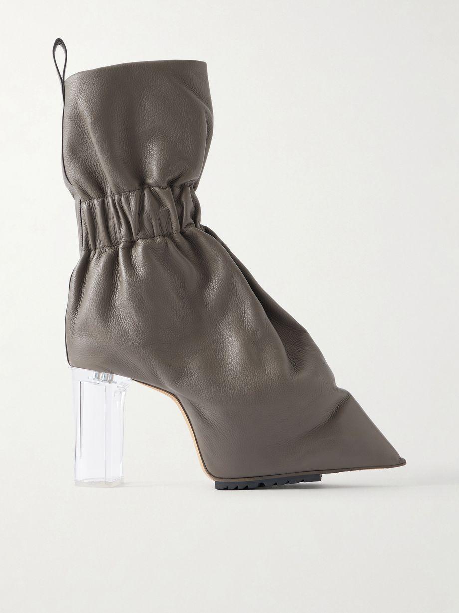 Taquito gathered leather ankle boots by RICK OWENS