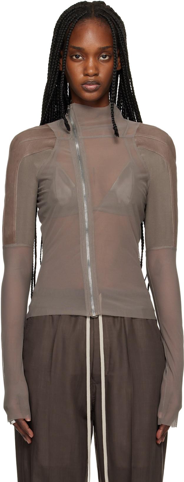 Taupe Temple Combo Gary Jacket by RICK OWENS