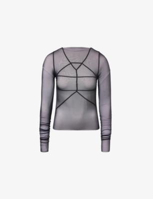Temple Geometric-Seam Sheer Tulle Top by RICK OWENS