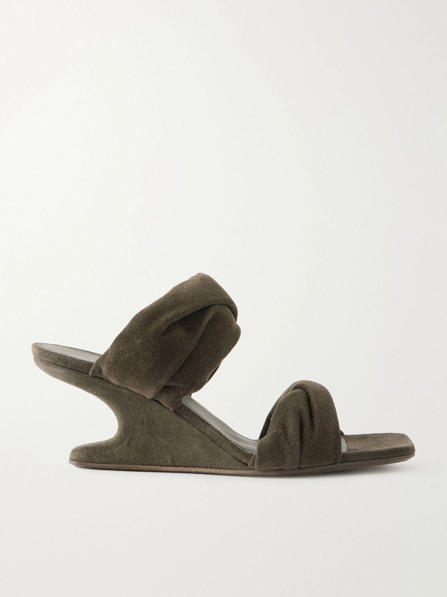 Twisted Cantilever suede wedge mules by RICK OWENS