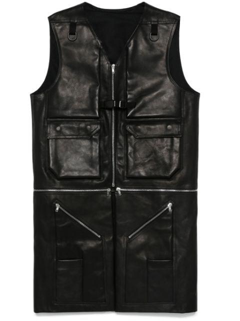 Utility leather vest by RICK OWENS