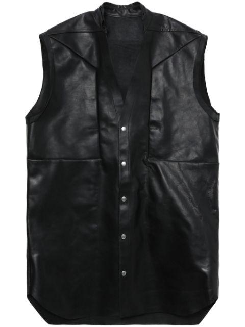 V-neck leather vest by RICK OWENS