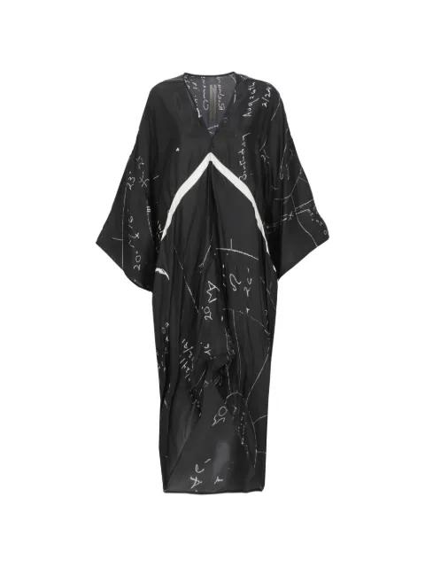 V-neck print asymmetric dress by RICK OWENS