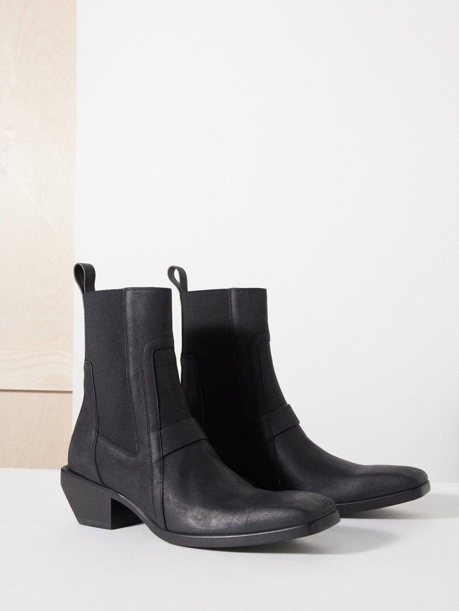 Waxed-leather cowboy boots by RICK OWENS