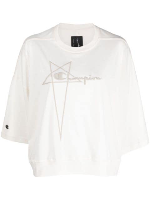 Tommy logo-embroidered cotton T-shirt by RICK OWENS X CHAMPION