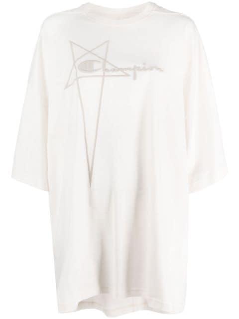 logo-embossed oversized cotton T-shirt by RICK OWENS X CHAMPION