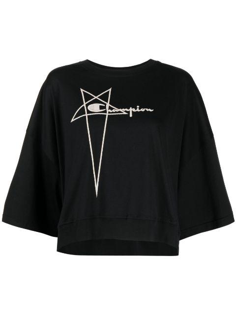 logo-embroidered cotton T-shirt by RICK OWENS X CHAMPION