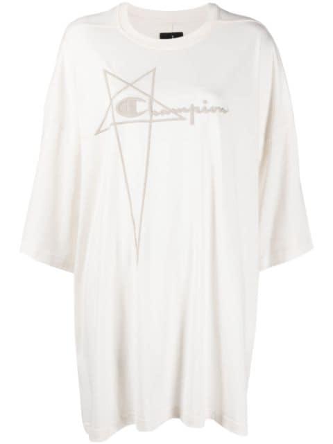 logo-embroidered cotton T-shirt by RICK OWENS X CHAMPION