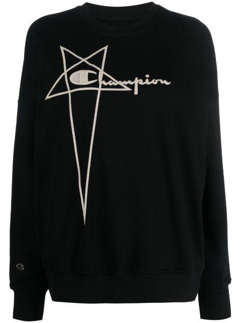 logo-embroidered cotton sweatshirt by RICK OWENS X CHAMPION