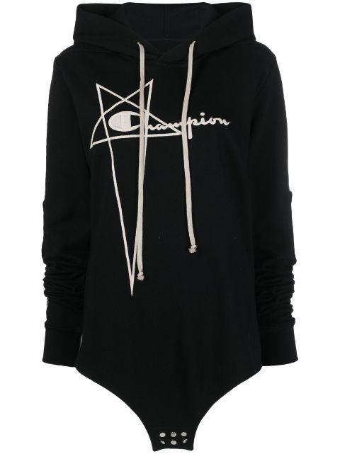 logo-embroidered organic-cotton hoodie by RICK OWENS X CHAMPION