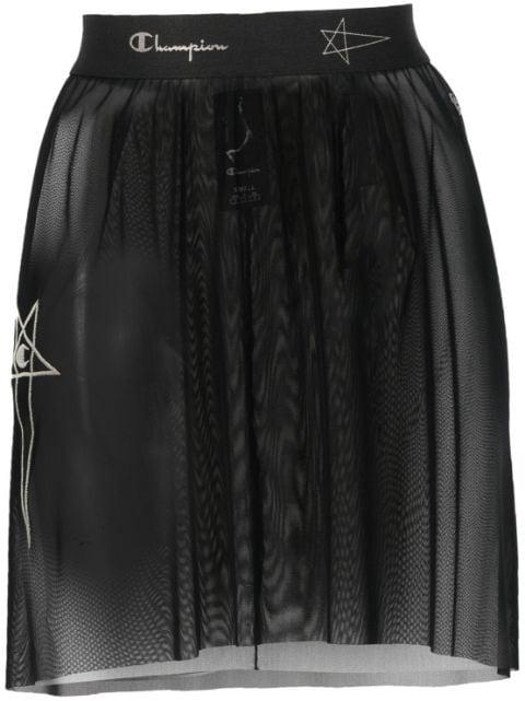 logo-waistband sheer skirt by RICK OWENS X CHAMPION
