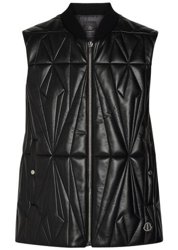X Moncler geocamo padded leather flight vest by RICK OWENS