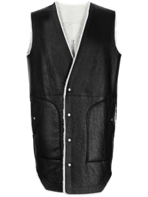 contrasting trim leather gilet by RICK OWENS