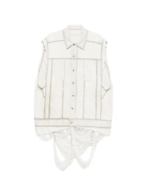 frayed denim gilet by RICK OWENS