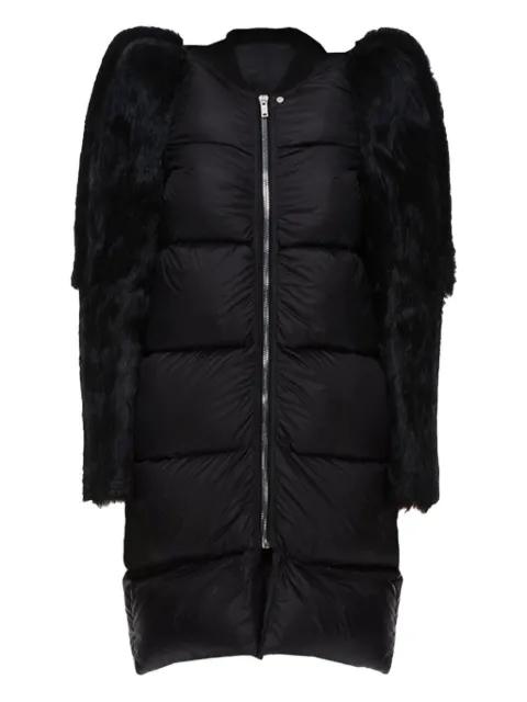 fur-trimmed quilted coat by RICK OWENS