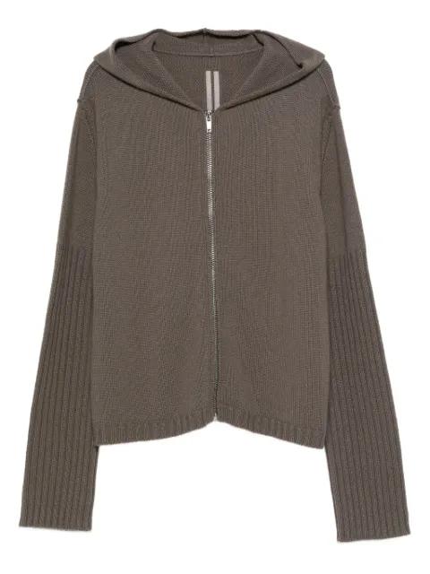 hoodied ribbed-cuff cardigan by RICK OWENS