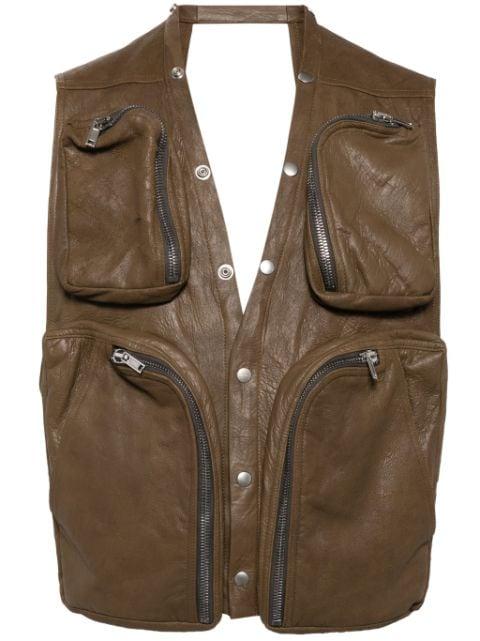 leather V-neck gilet by RICK OWENS