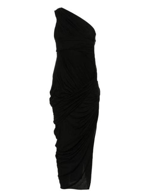 one-shoulder draped midi dress by RICK OWENS
