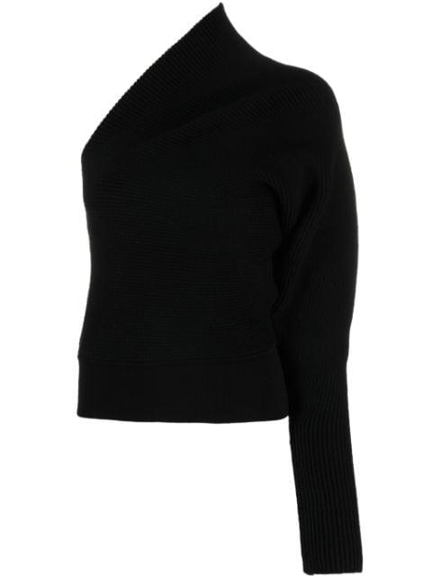 one-shoulder ribbed-knit jumper by RICK OWENS