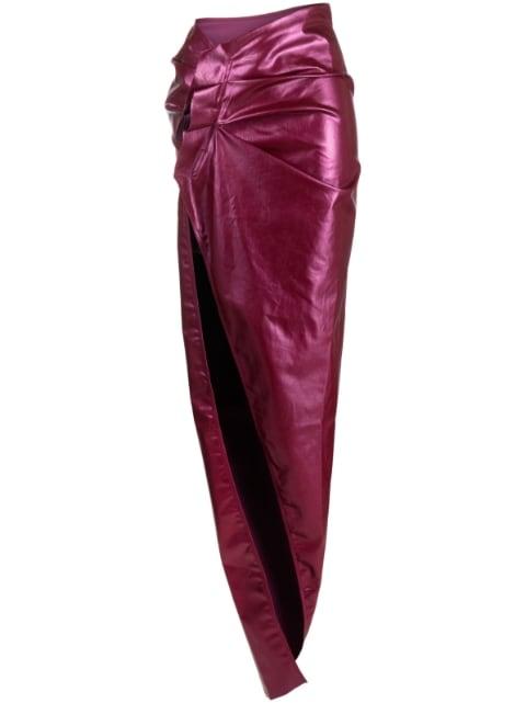 patent-finish draped skirt by RICK OWENS