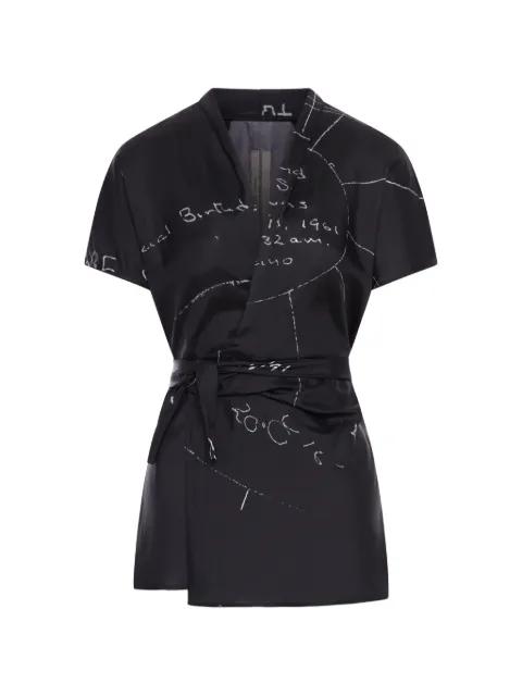 print tie waist viscose blouse by RICK OWENS