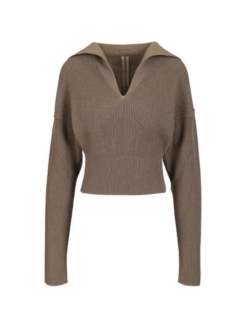ribbed V-neck cropped sweater by RICK OWENS