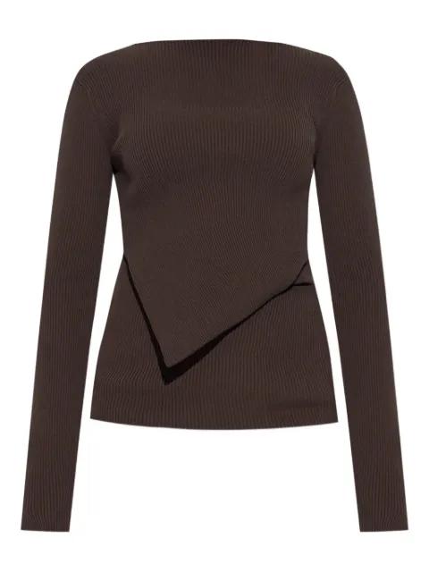 ribbed asymmetric sweater by RICK OWENS