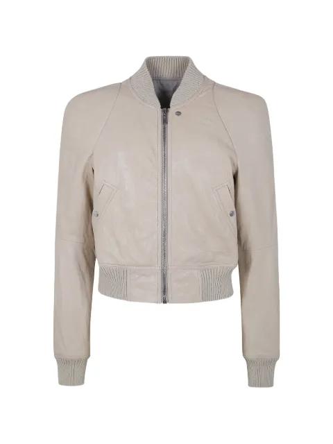 ribbed-hem leather jacket by RICK OWENS
