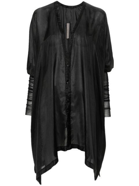ribbed-sleeves silk shirt by RICK OWENS