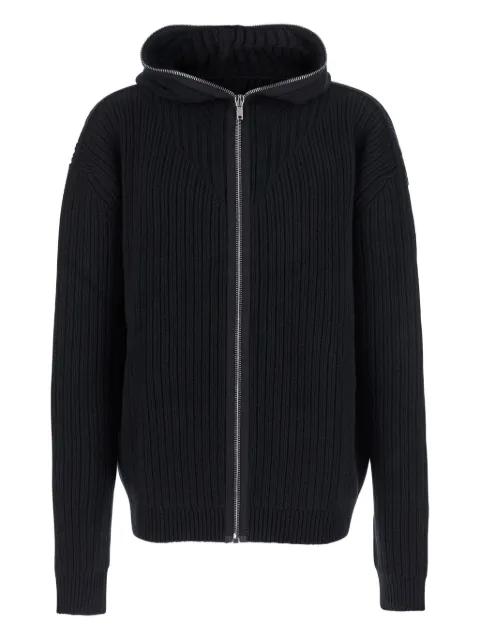 ribbed zip-front hoodie by RICK OWENS