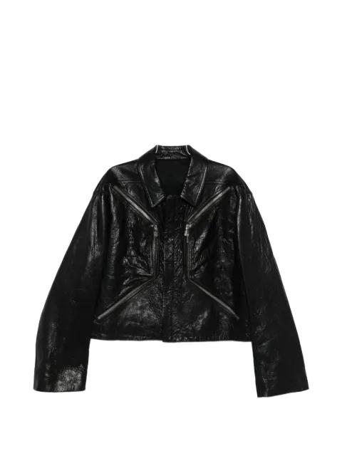 textured-leather biker jacket by RICK OWENS