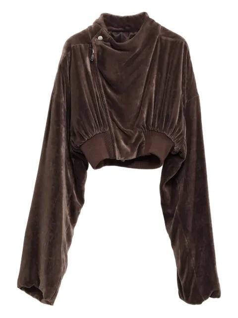 velvet zip-front cropped jacket by RICK OWENS