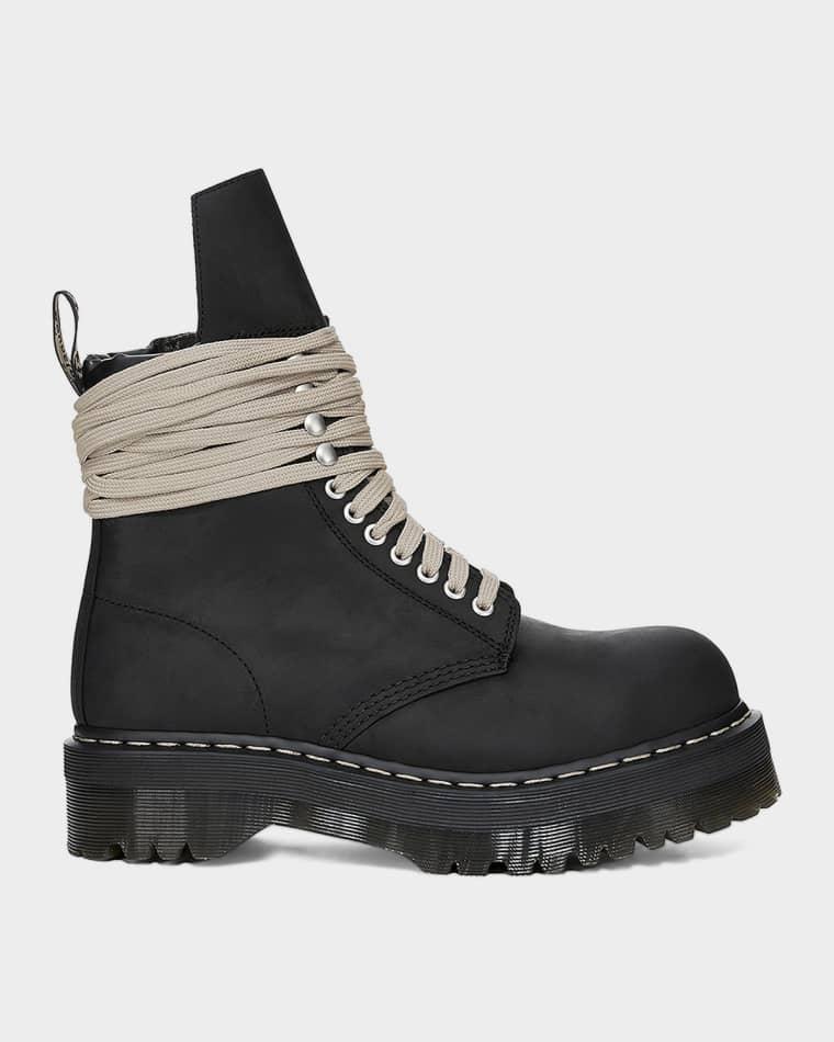 x Dr. Martens Quad Sole Steel Toe Leather Ankle Boots by RICK OWENS