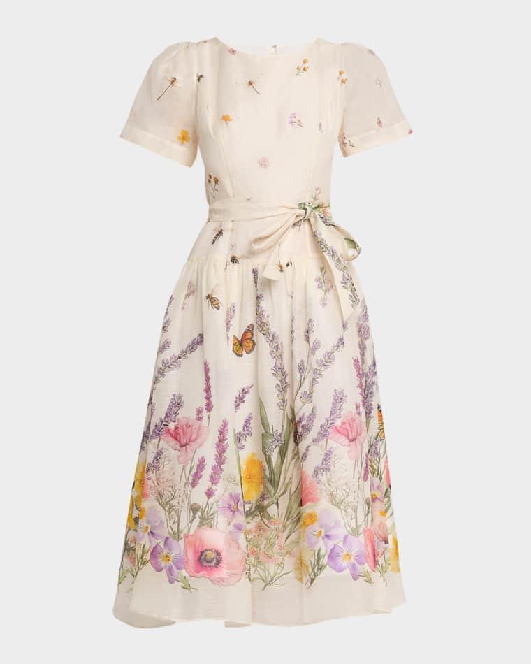 Belted Floral-Print Midi Dress by RICKIE FREEMAN FOR TERI JON