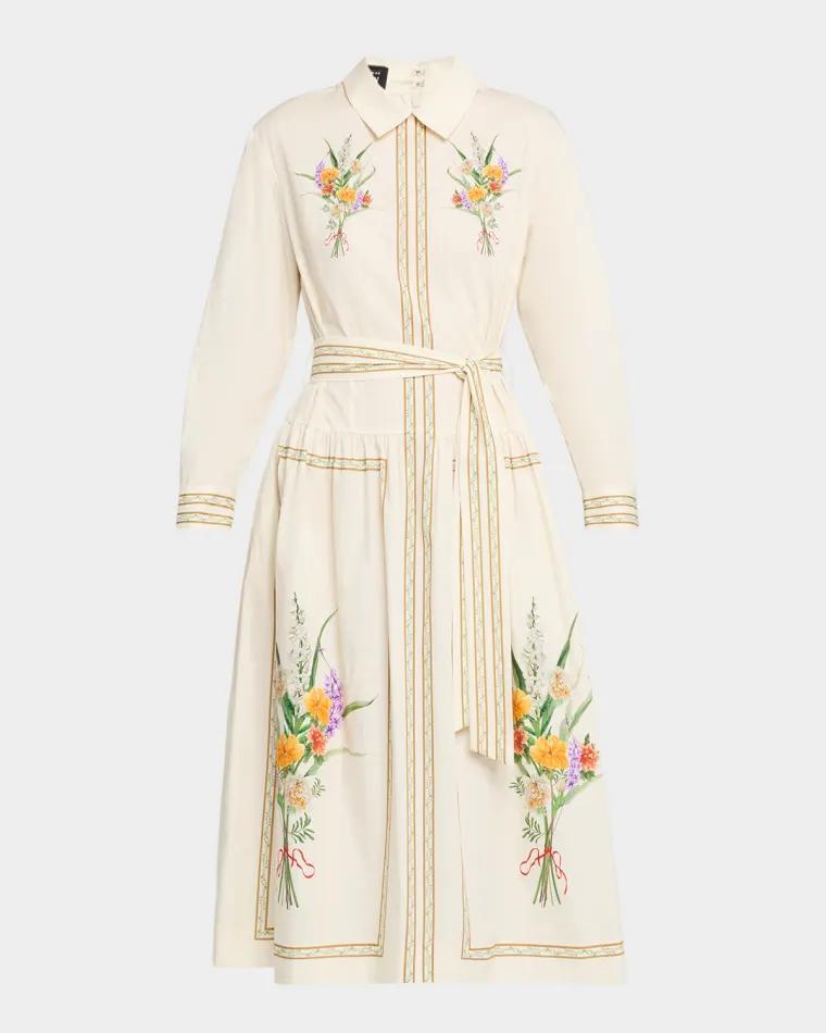 Floral-Print Cotton Midi Shirtdress by RICKIE FREEMAN FOR TERI JON