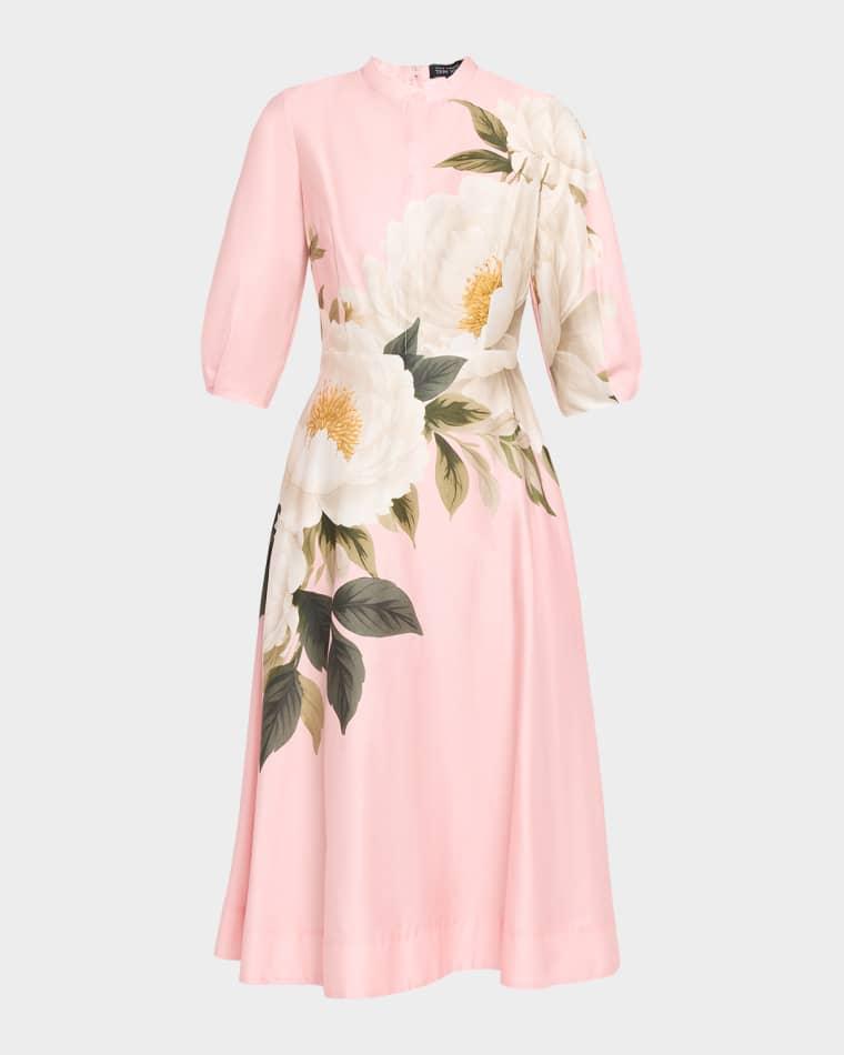 Floral-Print Cotton Midi Shirtdress by RICKIE FREEMAN FOR TERI JON