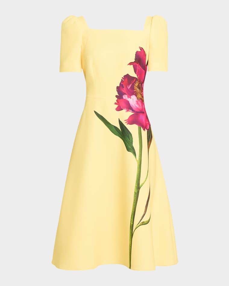 Floral-Print Scuba Midi Dress by RICKIE FREEMAN FOR TERI JON