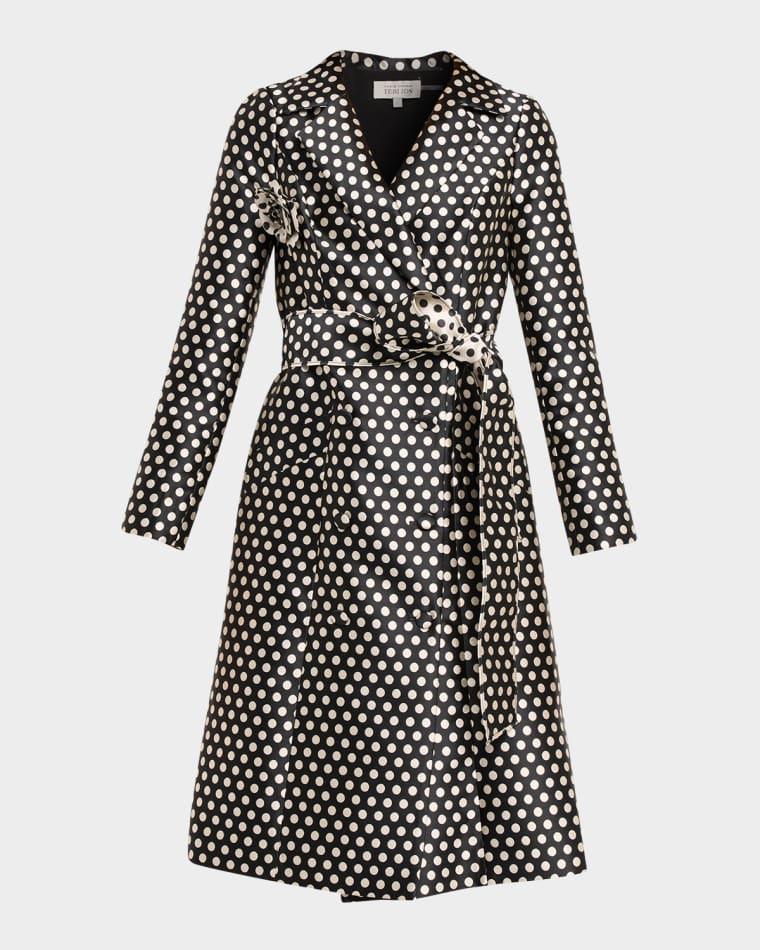 Polka Dot Mikado Coat Dress by RICKIE FREEMAN FOR TERI JON