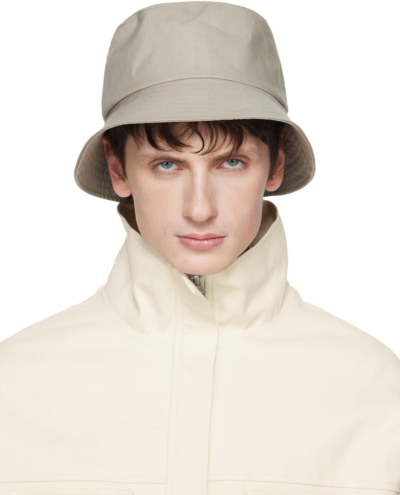 Beige Cotton Bucket Hat by RIER