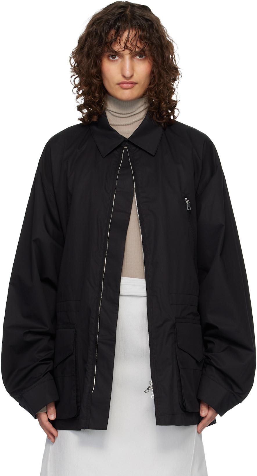 Black Cotton Suit Field Jacket by RIER
