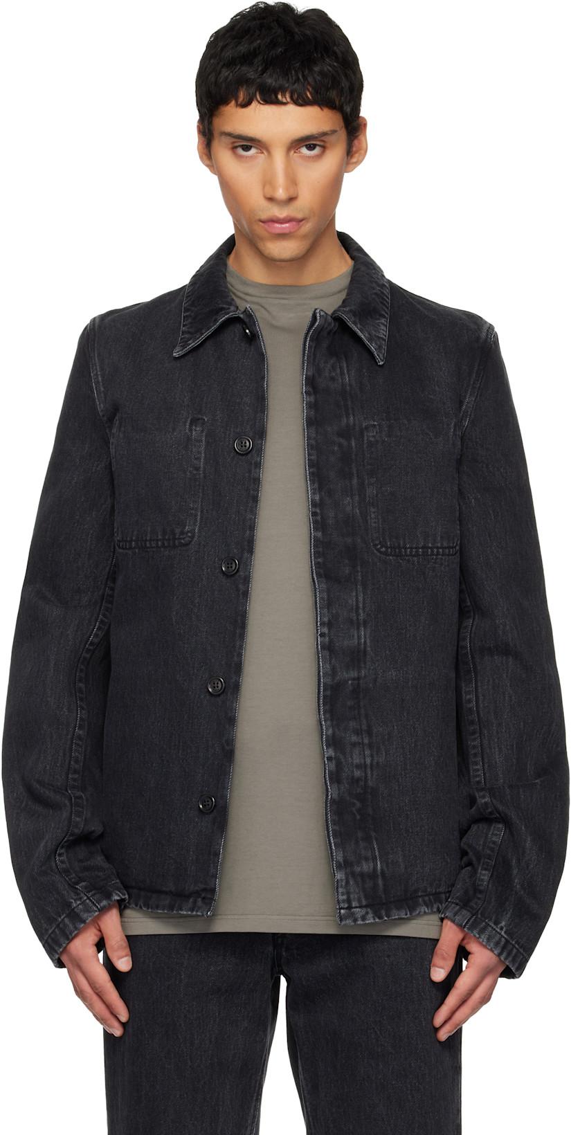 Black Faded Denim Jacket by RIER