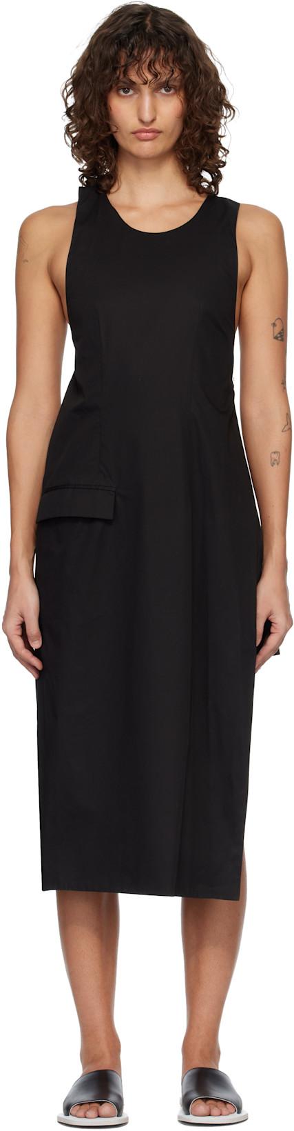 Black Suit Apron Midi Dress by RIER