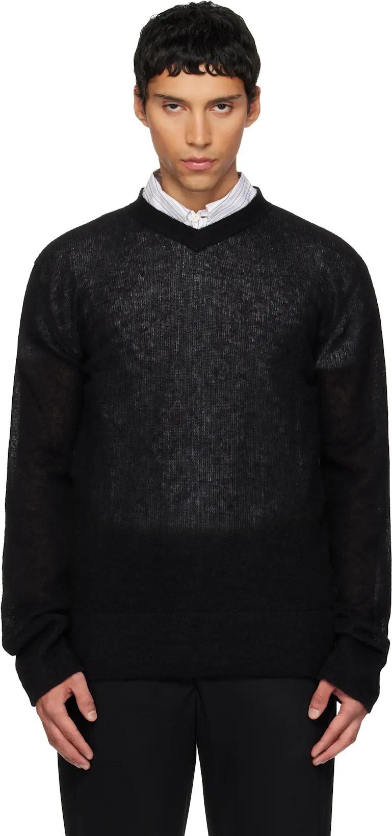 Black V-Neck Sweater by RIER