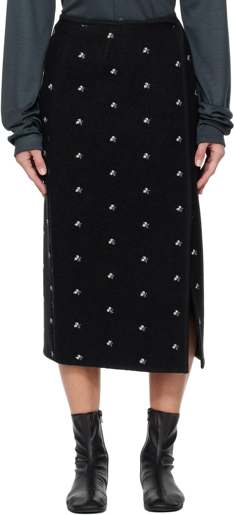 Black Walker Midi Skirt by RIER