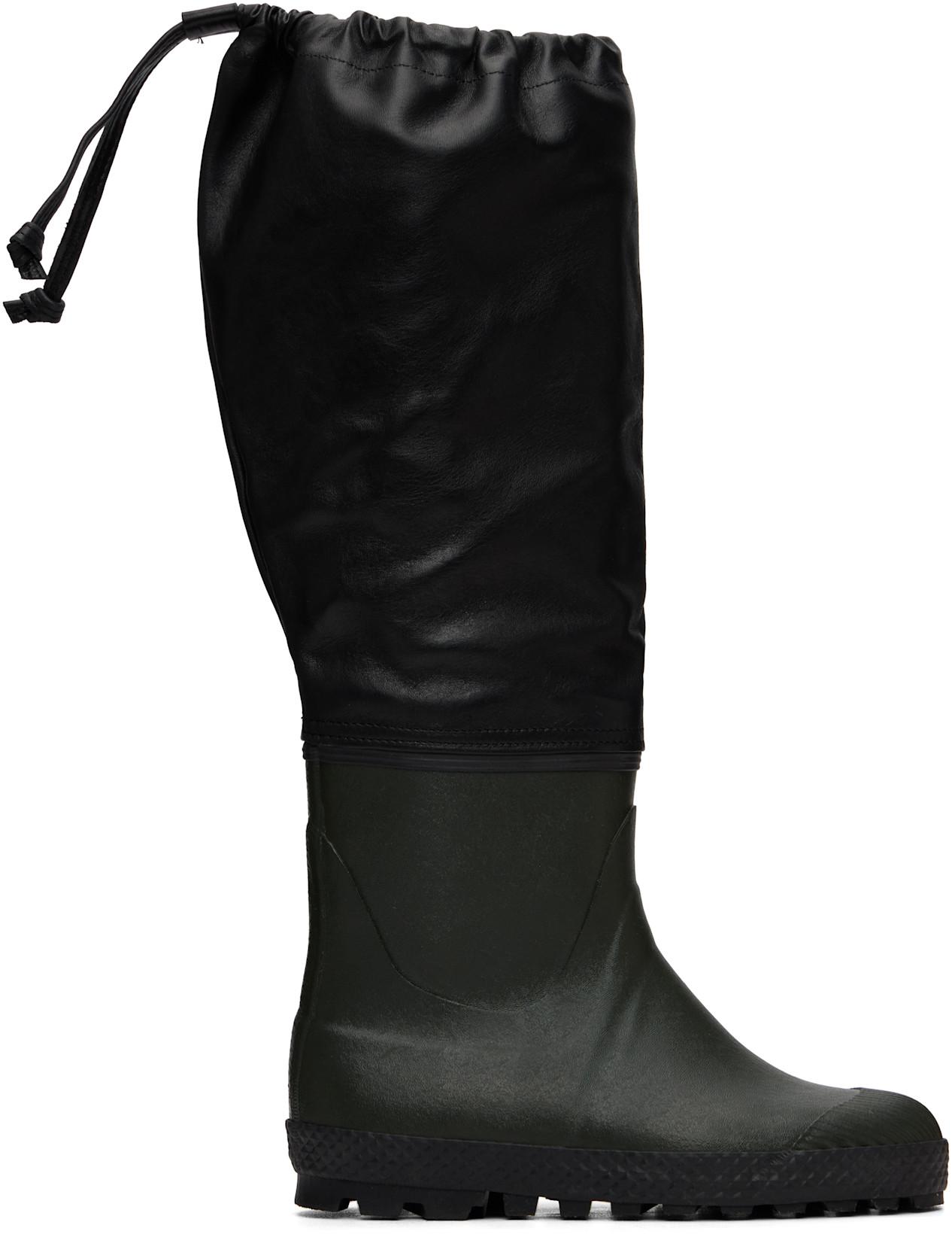 Black & Green Ludwig Reiter Edition Farmer Rain Boots by RIER
